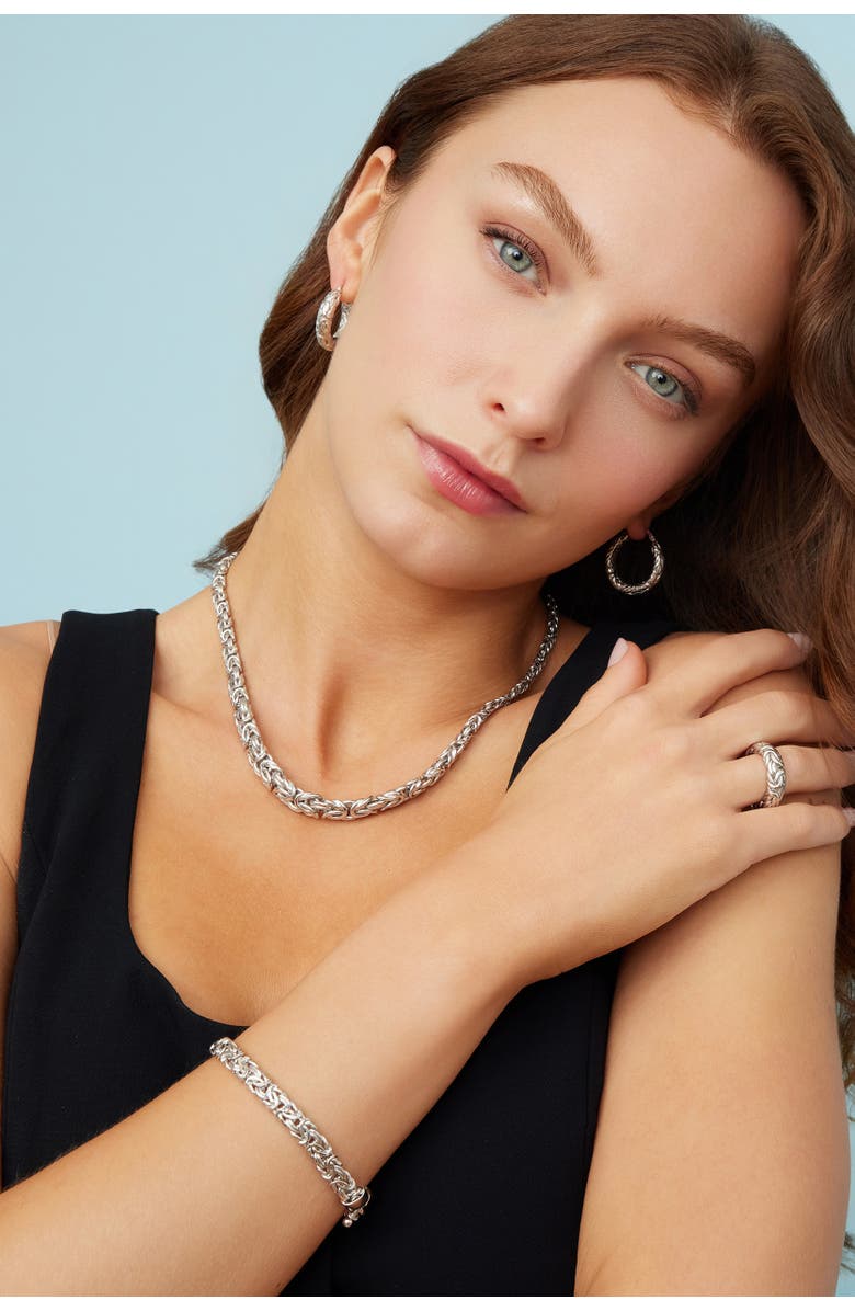 Oradina Sterling Silver Byzantine Artisan Graduated Necklace, Alternate, color, Silver