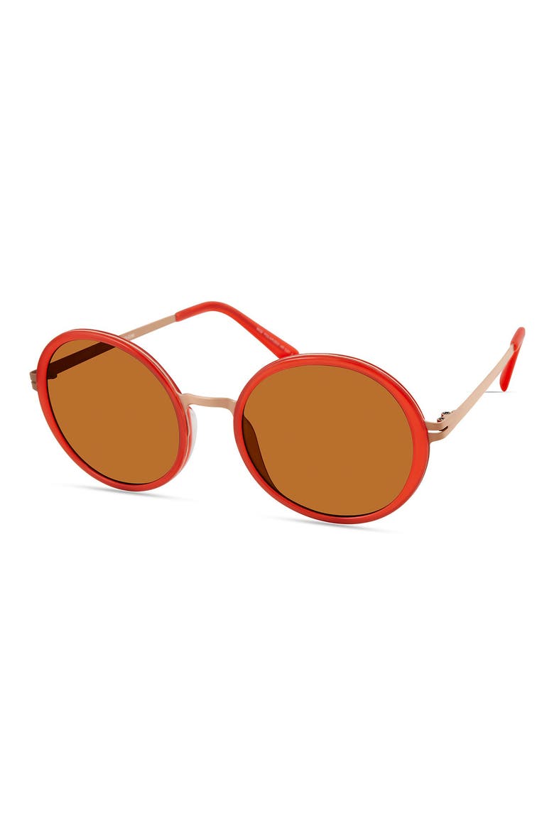 Round Sunglasses, Alternate, color, RED