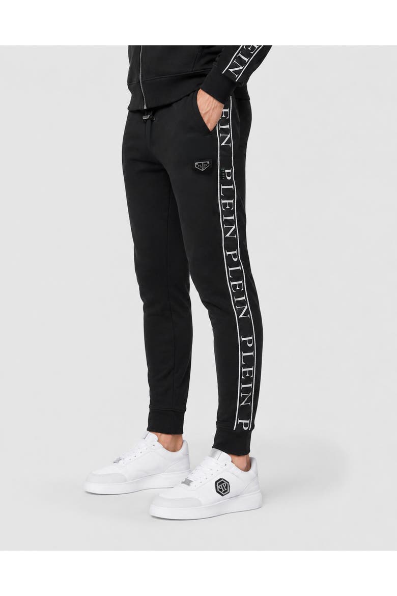 Jogging Trousers Plein Tape Men, Main, color, black