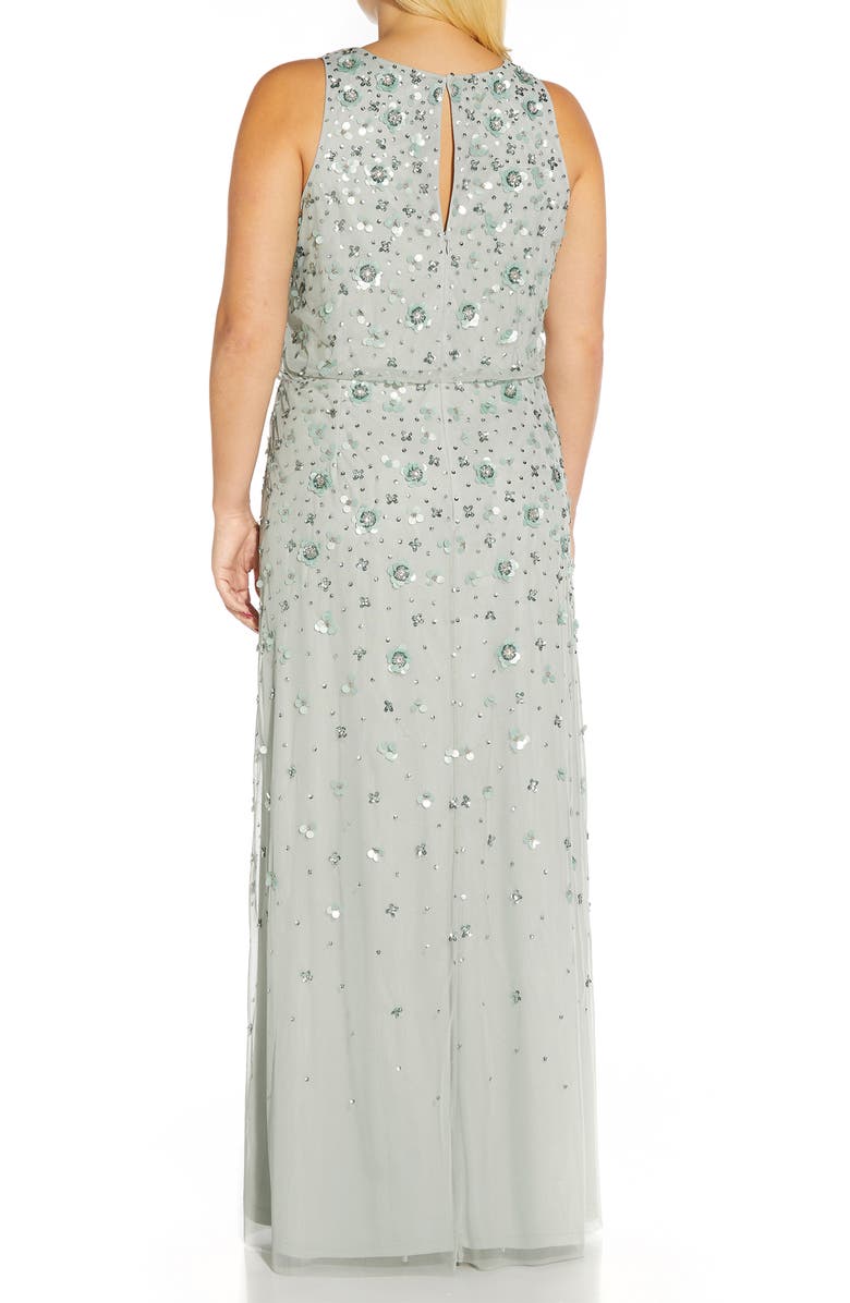 Adrianna Papell Beaded Halter Blouson Gown, Alternate, color, 