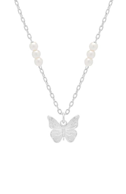 Estella Bartlett Butterfly & Faux Pearl Necklace In Metallic