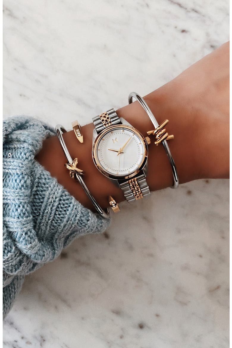 Rise Mini Bracelet Watch, 30mm, Alternate, color, TWO TONE/ WHITE