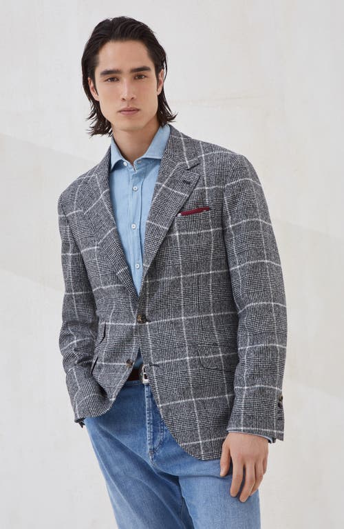 Brunello Cucinelli Prince Of Wales Cavallo Blazer In Gray