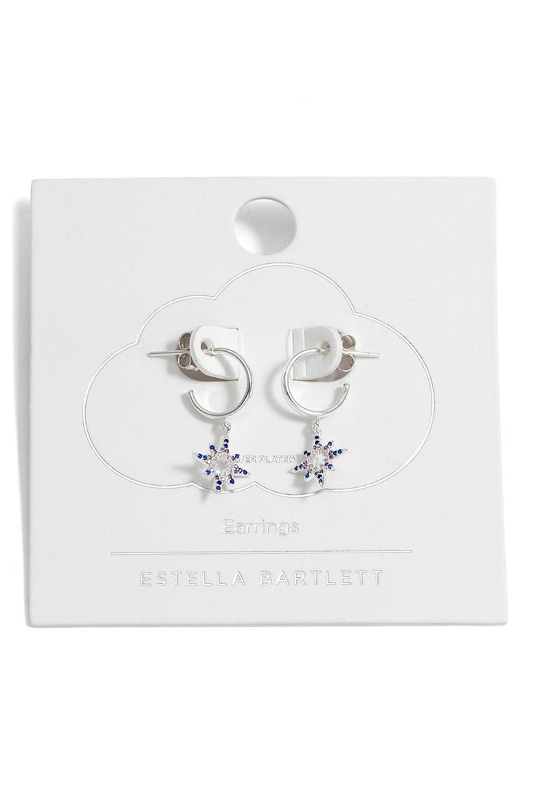 Mixed North Star Hoop Earrings, Alternate, color, SILVER