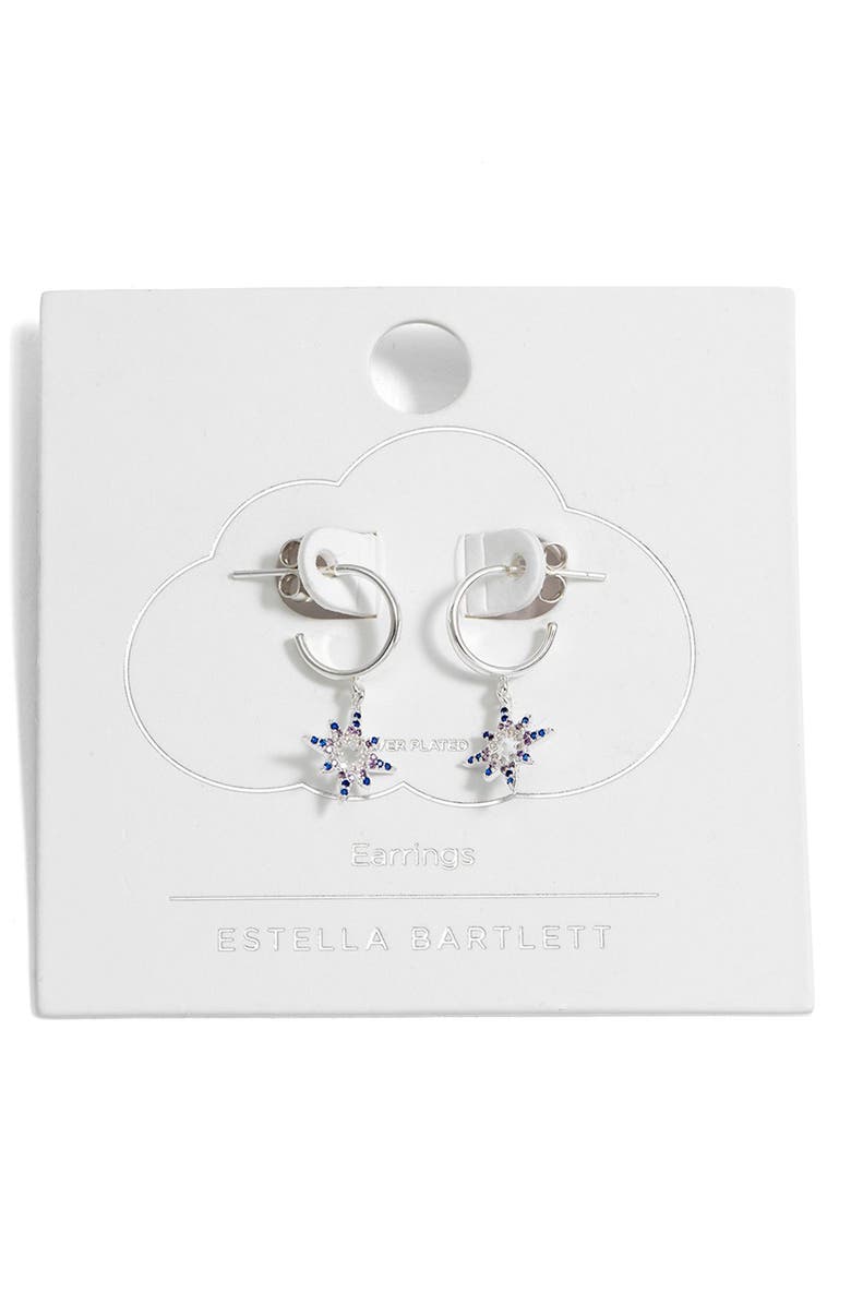 Estella Bartlett Mixed North Star Hoop Earrings, Alternate, color, Silver