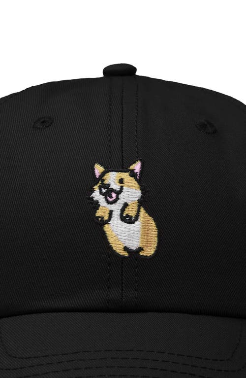 Dalix Leaping Corgi Embroidered Cap In Black