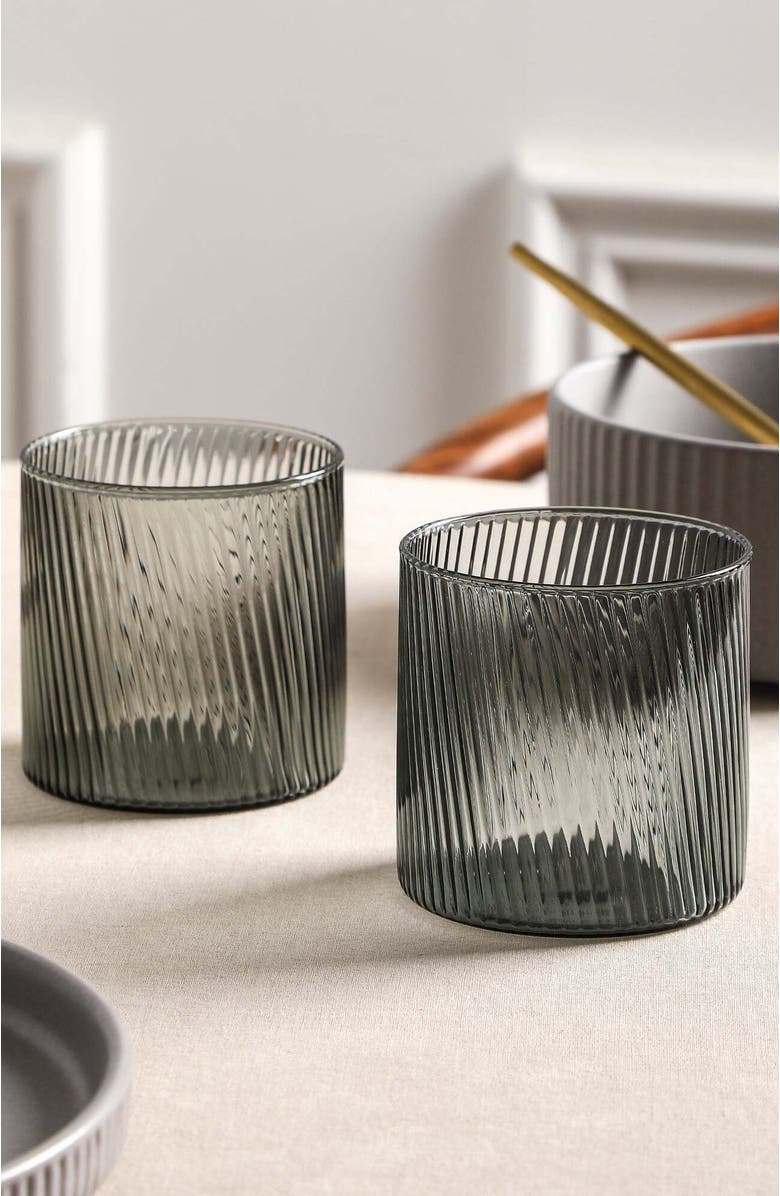 Stone Lain Haven Stoneware 32-Piece Dinnerare Set with Glasses, Alternate, color, Grey 12-Piece