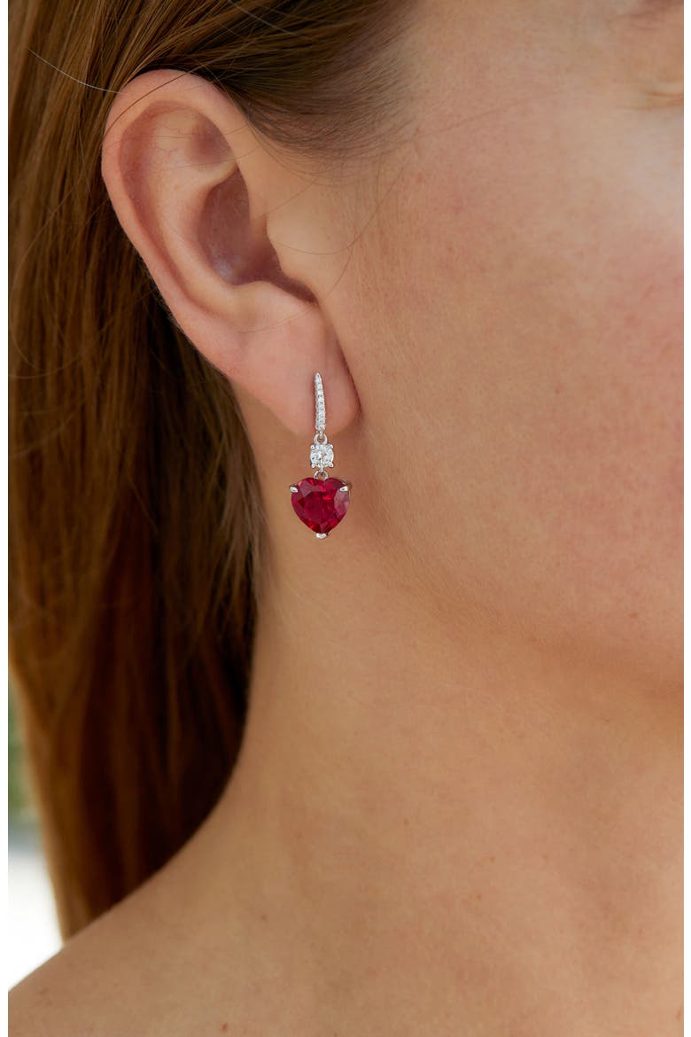 Cubic Zirconia Drop Earrings, Alternate, color, RED