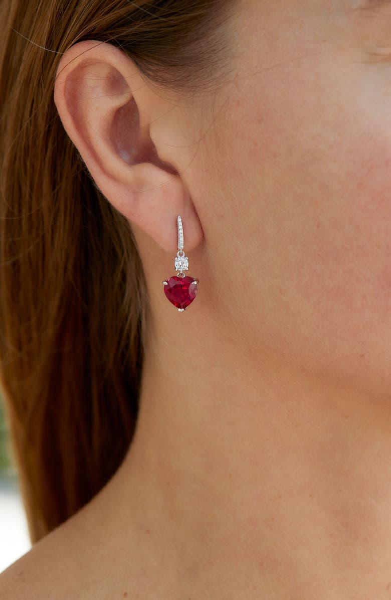 SAVVY CIE JEWELS Cubic Zirconia Drop Earrings, Alternate, color, Red