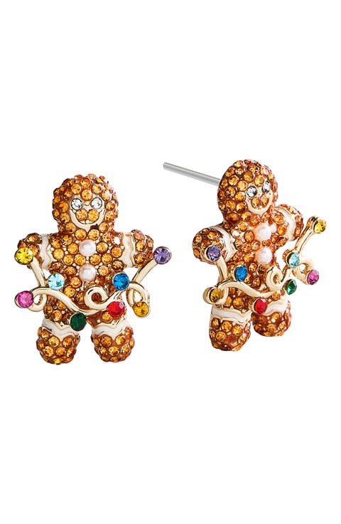 Bake It Bright Gingerbread Stud Earrings