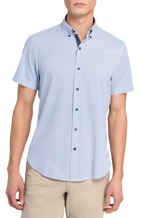 Slim Fit 4-Way Stretch Short Sleeve Button-Up Shirt