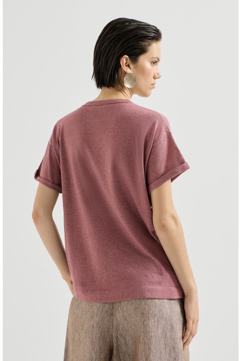 Sparkling cashmere and silk lightweight knit T-shirt, Alternate, color, Purple