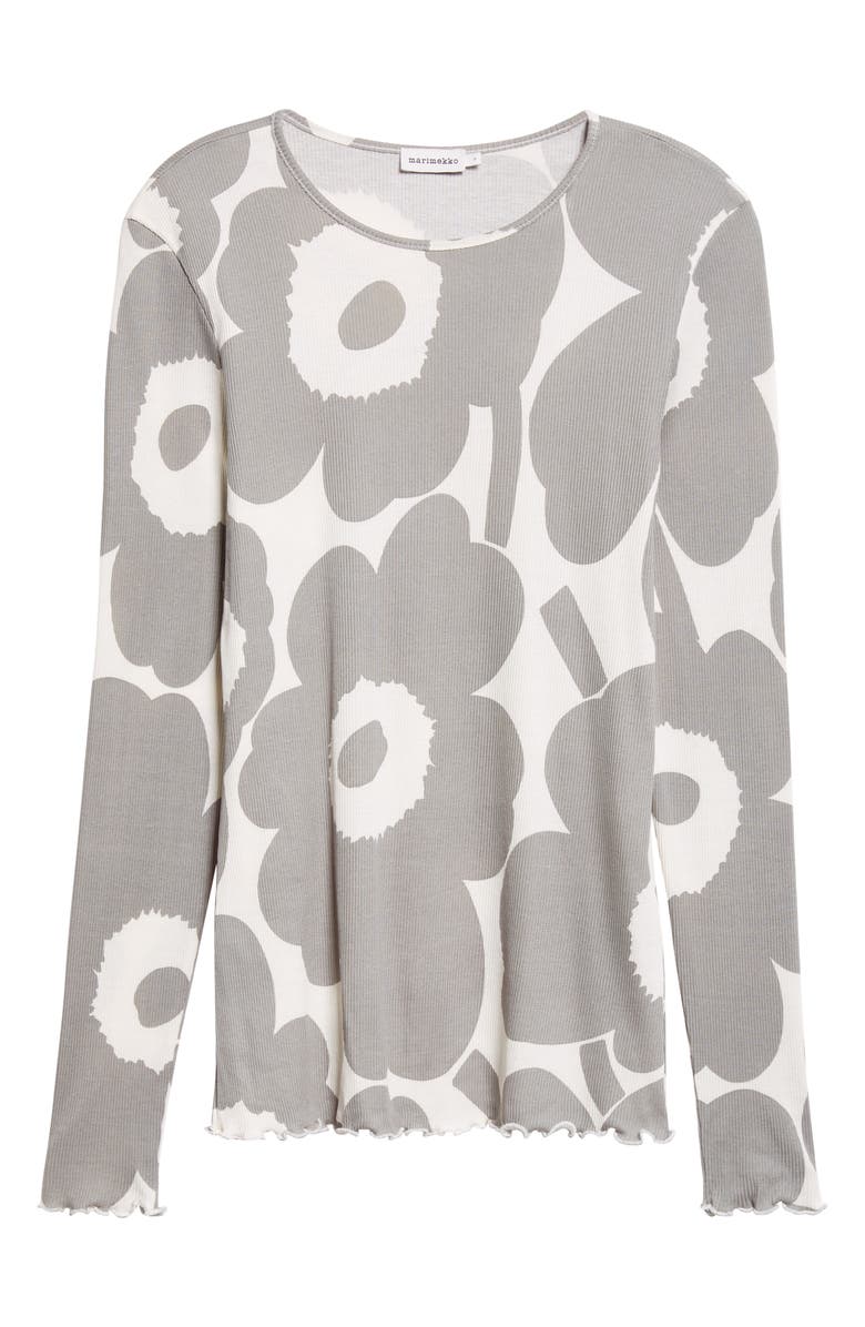 Marimekko Floraali Unikko Rib Top, Alternate, color, Grey Off White