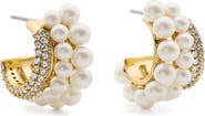 Kate Spade New York faux pearl stacked huggie hoop earrings