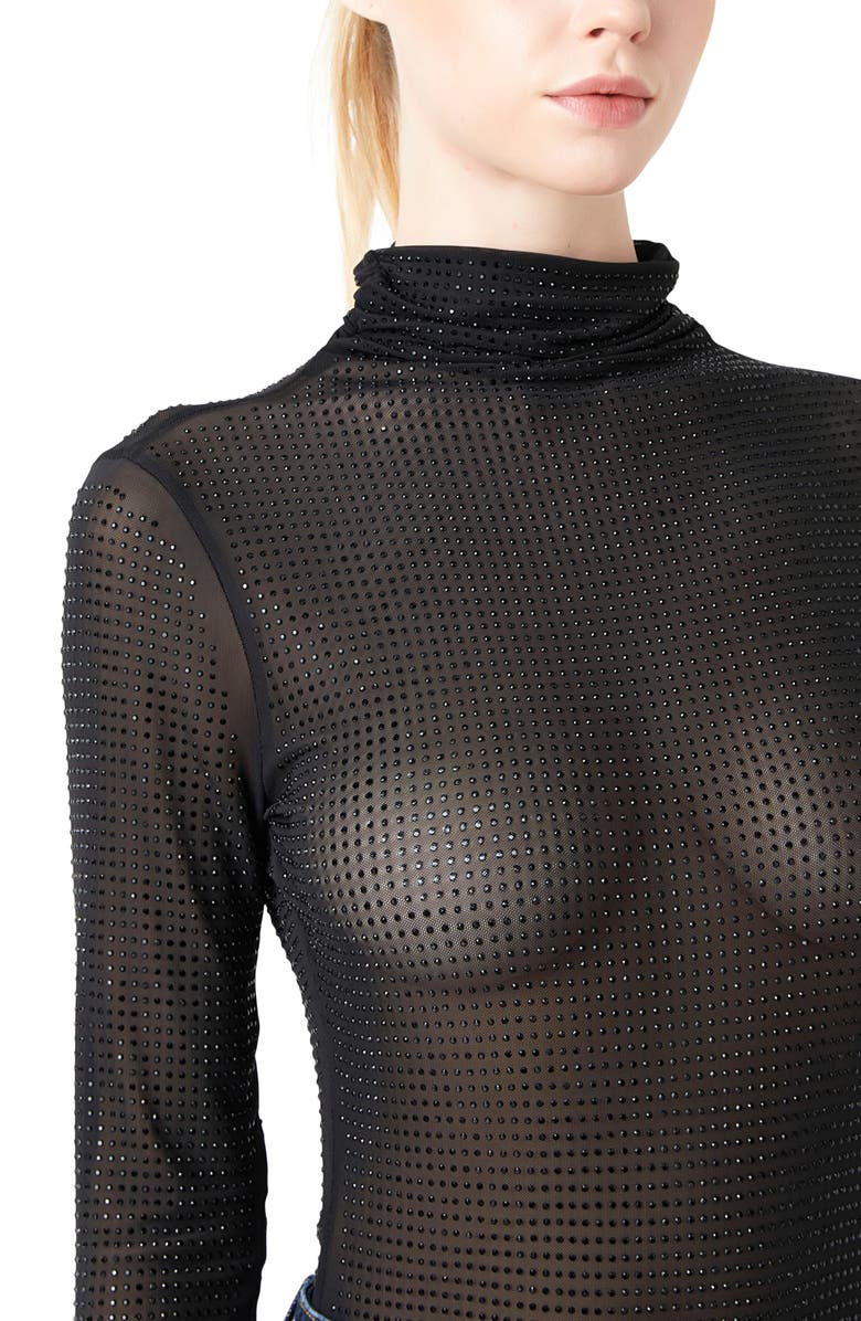 Endless Rose Embellished Mesh Turtleneck Bodysuit, Alternate, color, 