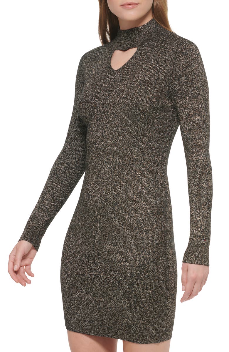Tommy Hilfiger Keyhole Metallic Long Sleeve Sweater Dress, Alternate, color, 