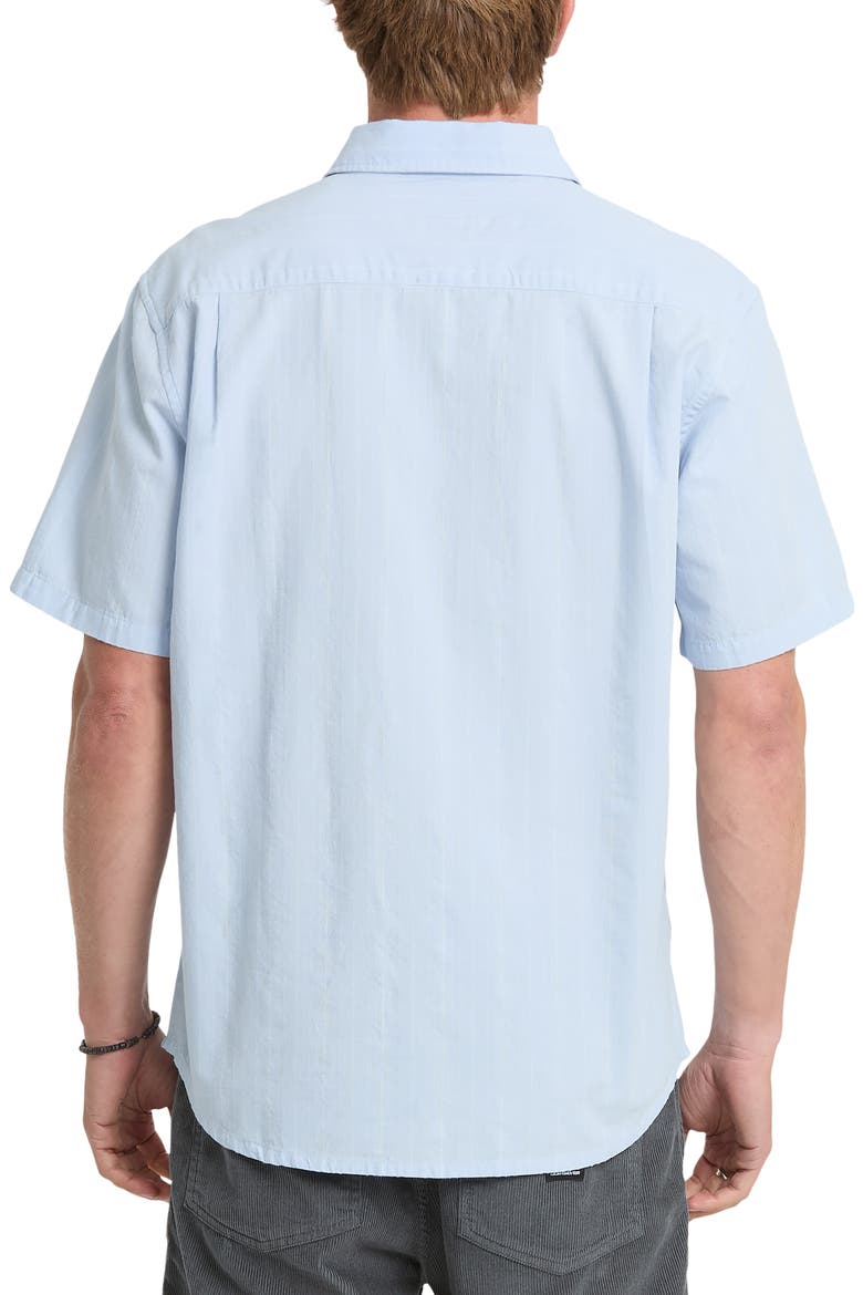 Dobby Stripe Classic Short Sleeve Cotton Button-Up Shirt, Alternate, color, SKYWAY