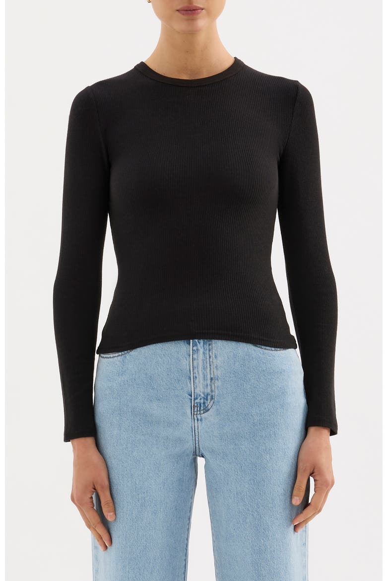 Rib Ls Tee, Main, color, Black