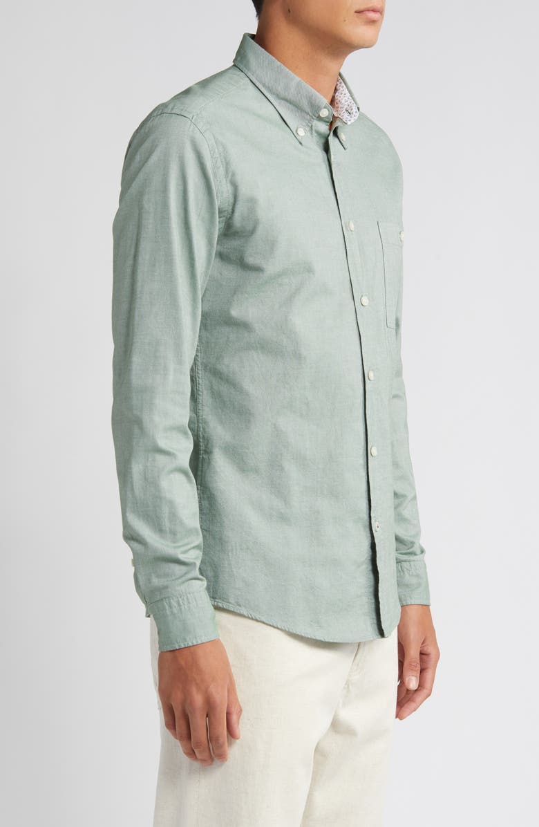 BOSS Roan Solid Button-Down Shirt, Alternate, color, Open Grn