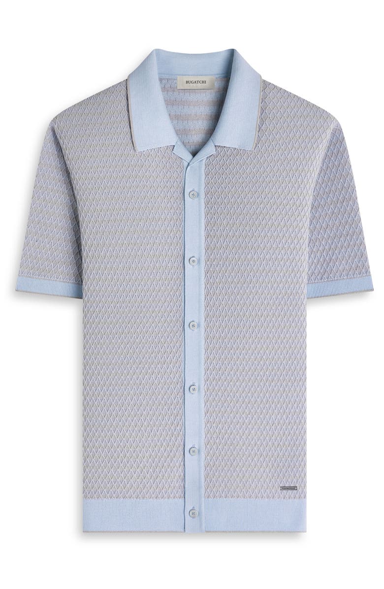 Bugatchi Short Sleeve Cardigan, Alternate, color, Hazy Blue