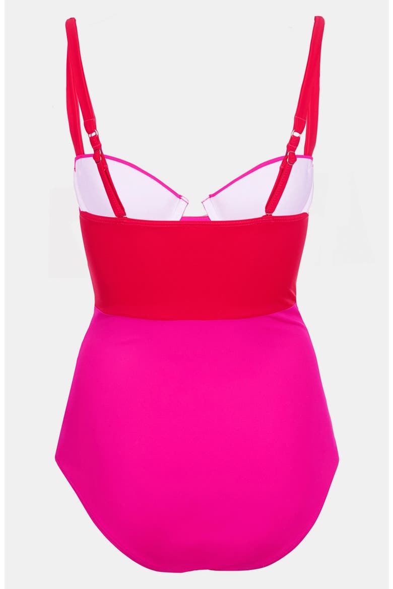 Colorblock One Piece Swimsuit, Alternate, color, RED