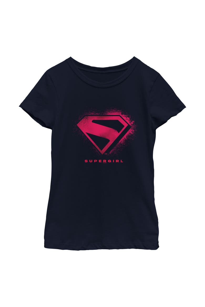 Girl's Supergirl Classic Logo Ink  Graphic T-Shirt, Main, color, Navy Blue