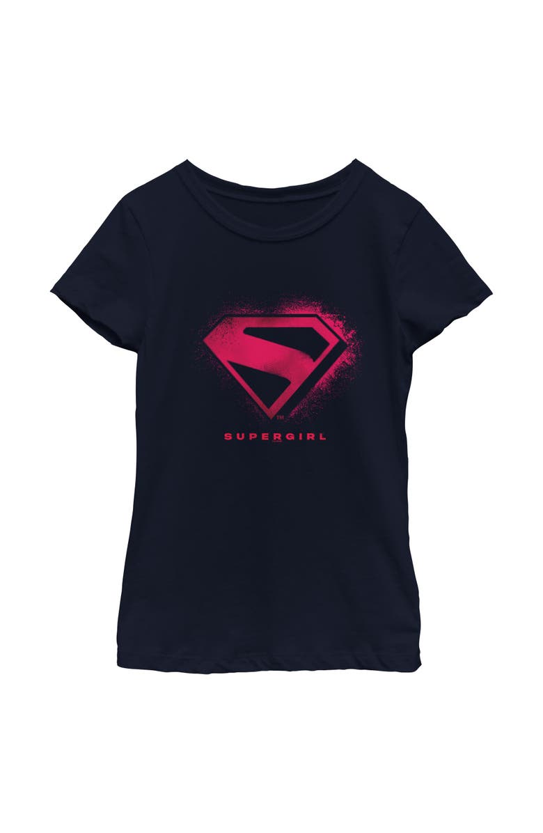 Supergirl Girl's Supergirl Classic Logo Ink  Graphic T-Shirt, Main, color, Navy Blue
