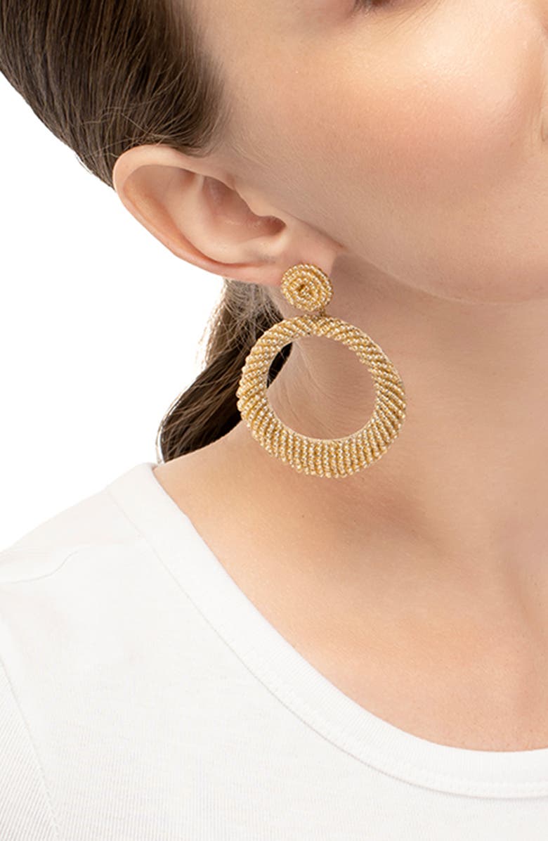 Deepa Gurnani Asta Beaded Frontal Hoop Earrings, Alternate, color, Champagne