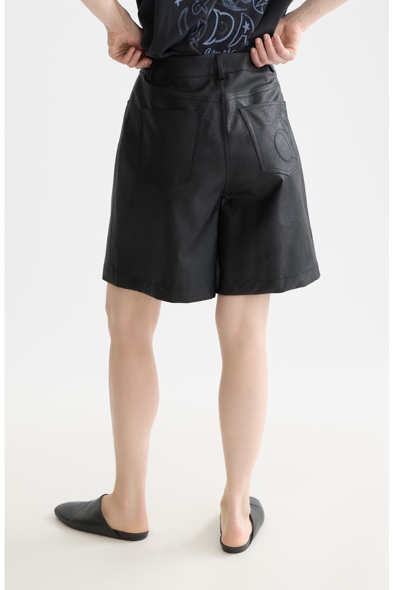 High Waist Faux Leather Shorts, Alternate, color, METEORITE