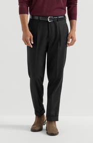 Brunello Cucinelli Virgin wool flannel trousers with pleat