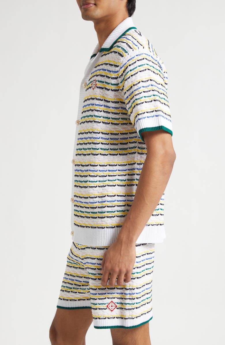 Casablanca Cotton Tuck Stitch Button-Up Sweater, Alternate, color, Multi