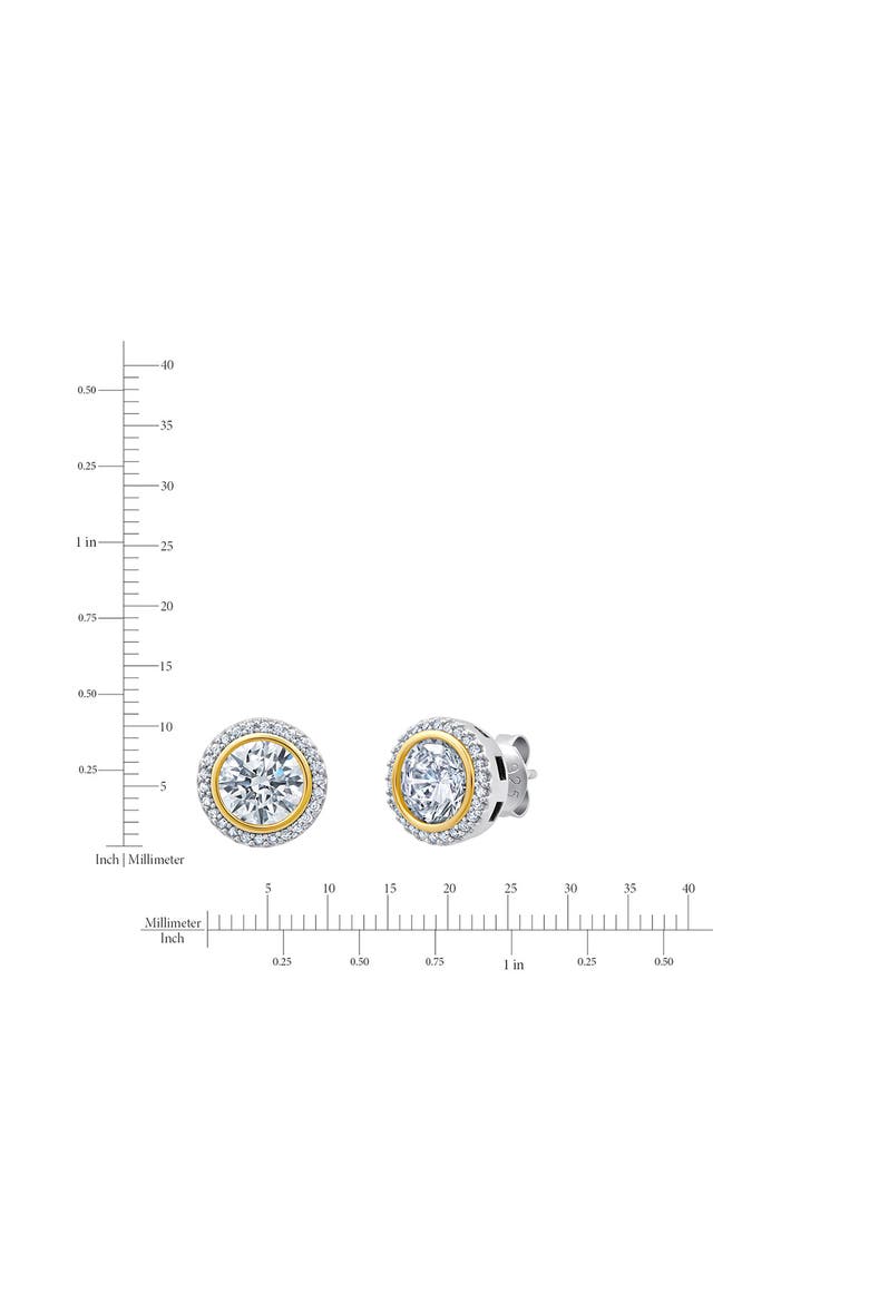 Two-Tone Halo Stud Earrings, Alternate, color, PURE PLATINUM/ CLEAR STONE