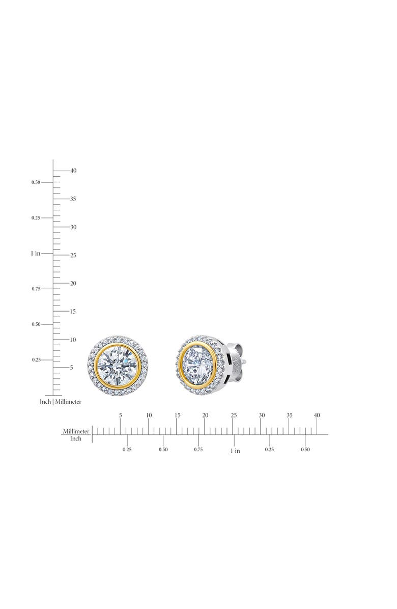 Crislu Two-Tone Halo Stud Earrings, Alternate, color, Pure Platinum/ Clear Stone