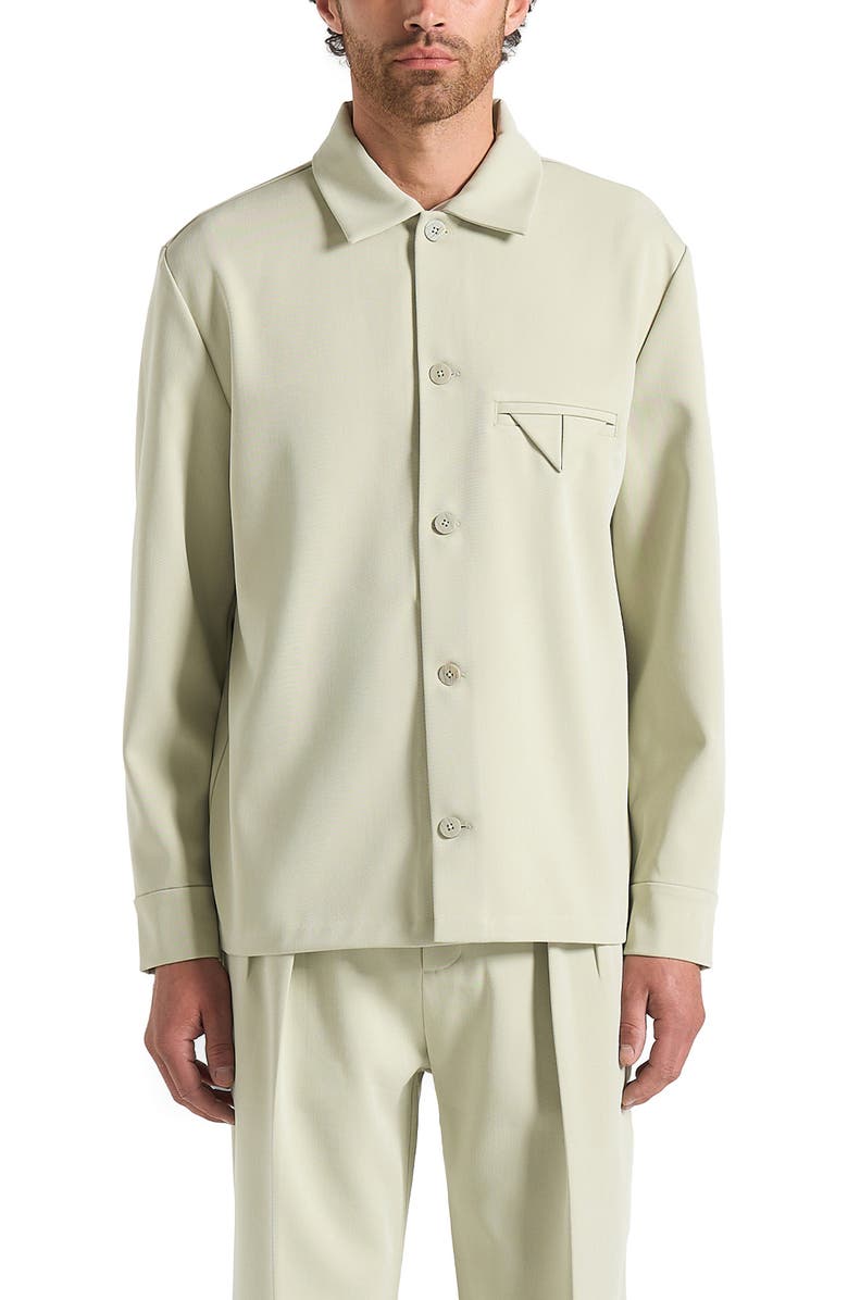 Manière De Voir Leo Hatched Tailored Overshirt, Alternate, color, Sage