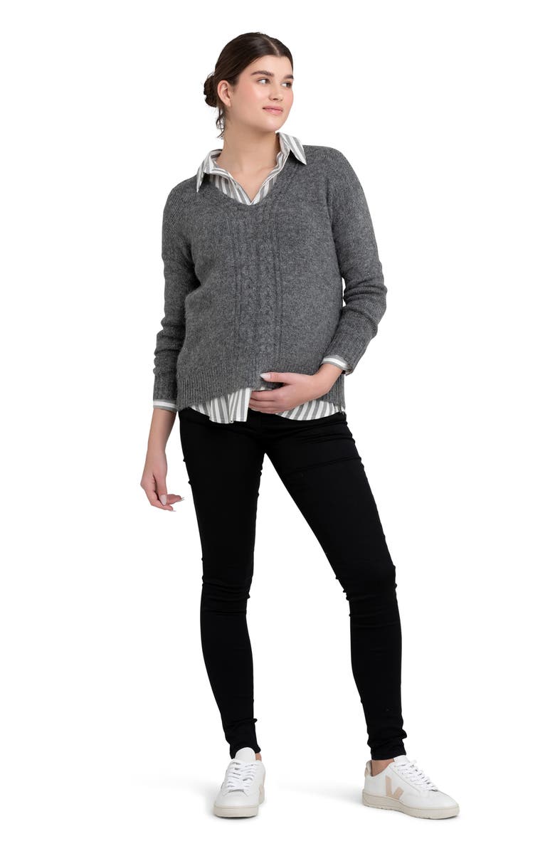 Ripe Maternity Cara Cable Knit Nursing Sweater, Alternate, color, 