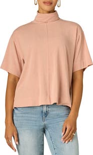 Wit & Wisdom Boxy Elbow Sleeve Turtleneck Top