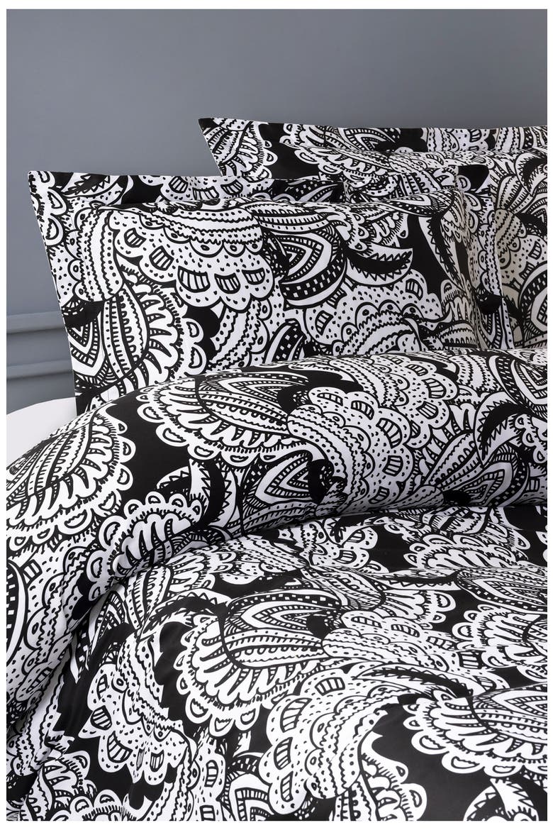 Paisley 3-Piece Duvet Set, Alternate, color, BLACK