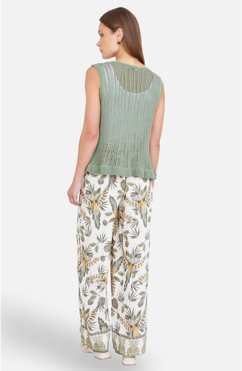 Yumi Knitted Cotton Tie Waistcoat Top, Alternate, color, Green