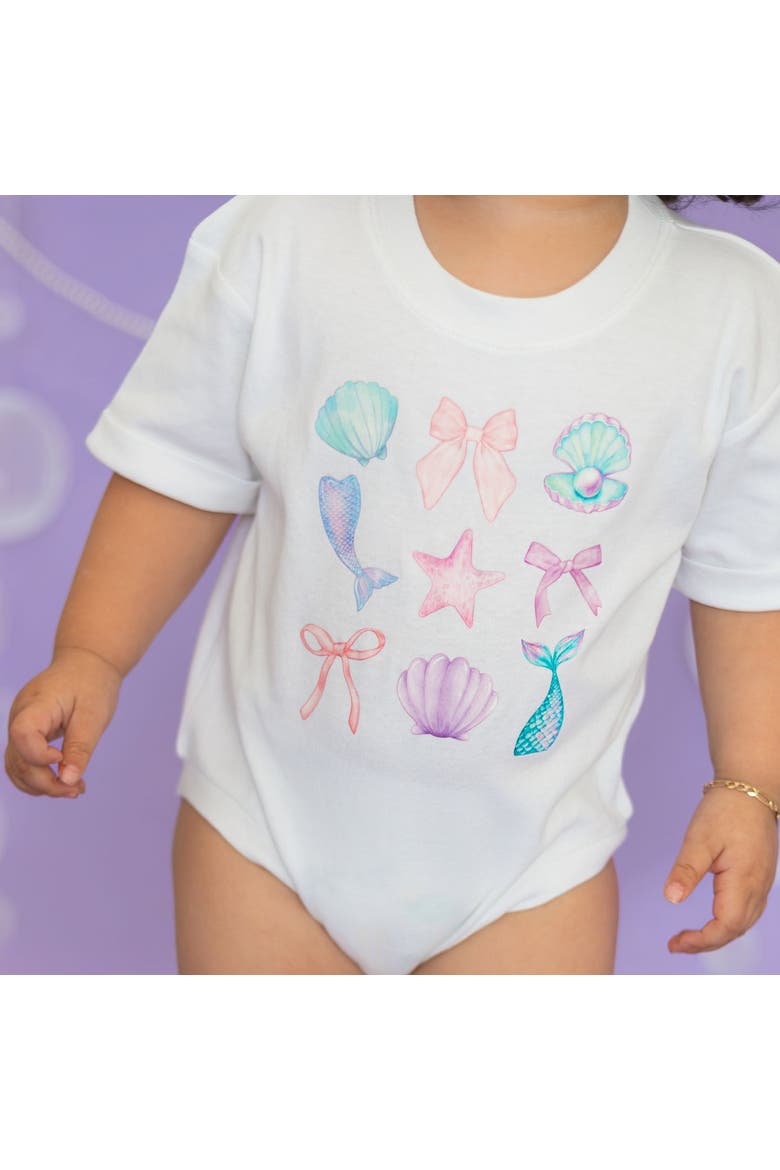 Mermaid Cutie Short Sleeve Romper, Alternate, color, White