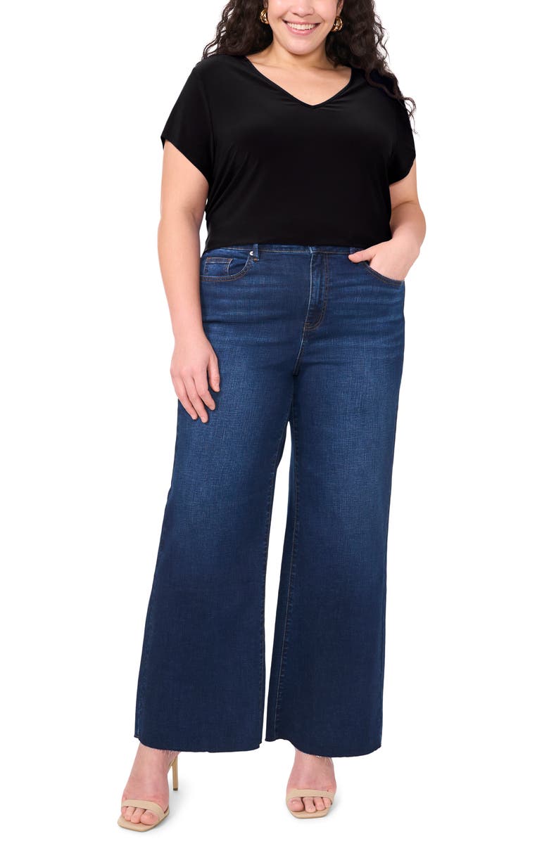 Vince Camuto V-Neck Dolman Sleeve Top, Alternate, color, Rich Black