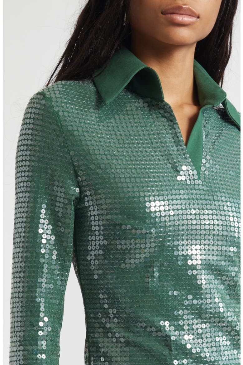 Long Sleeve Sequin Jersey Minidress, Alternate, color, GREEN