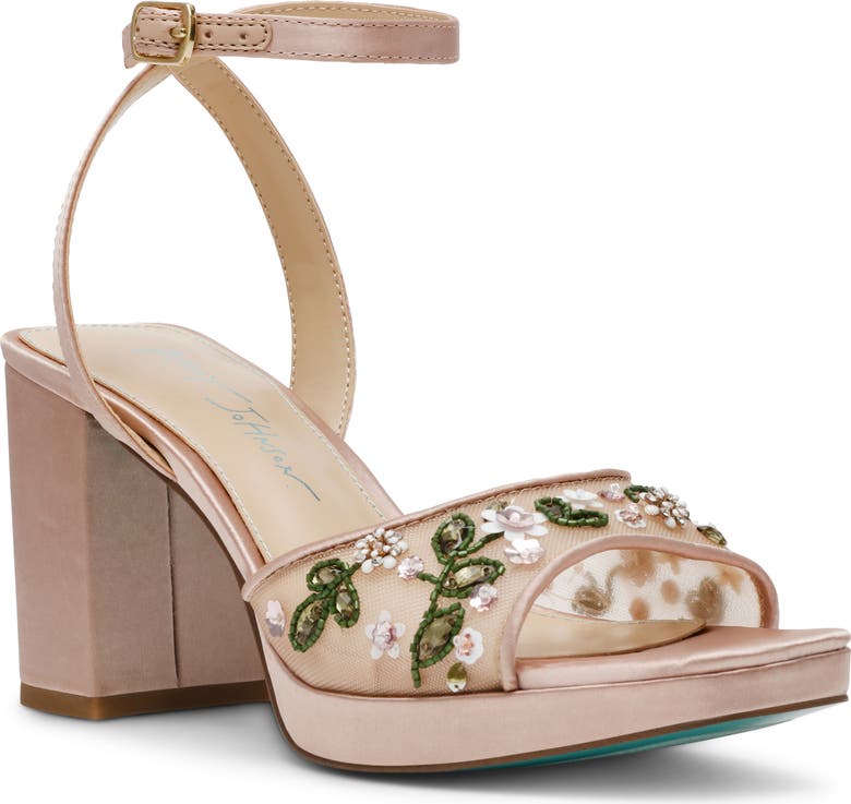 Betsey Johnson Kirra Sandali Con Tacco Donna, Avorio, 38.5 EU - Eleganti Con Decorazioni Floreali