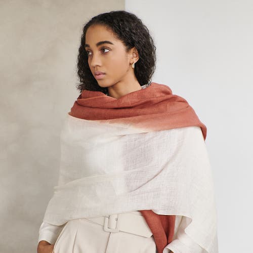 Studio Variously Pecan Brown Ombre Dyed Hand Woven Linen Scarf In Brown