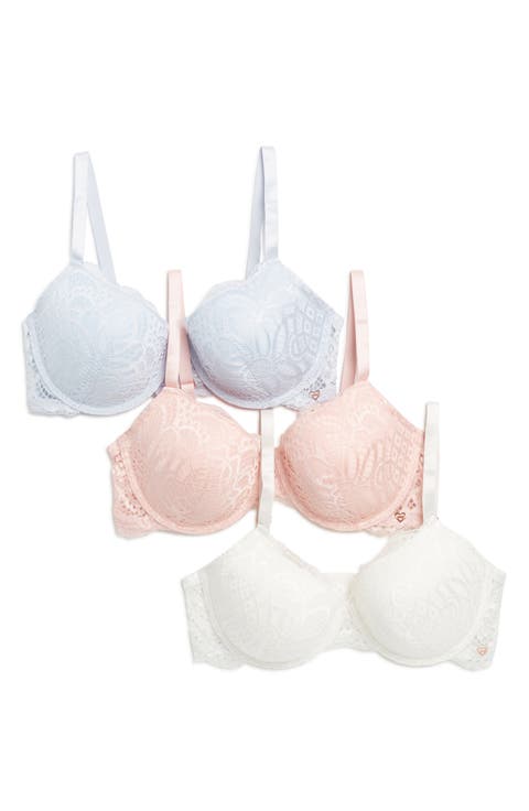 Assorted 3-Pack Chunky Lace Push-Up Bras