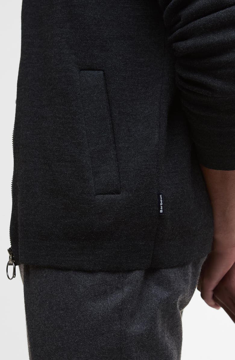Barbour Croscombe Cotton & Merino Wool Blend Zip Cardigan, Alternate, color, Charcoal Marl
