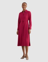 HOBBS LONDON Ginny Belted Pleated Midi Shirt Dress
