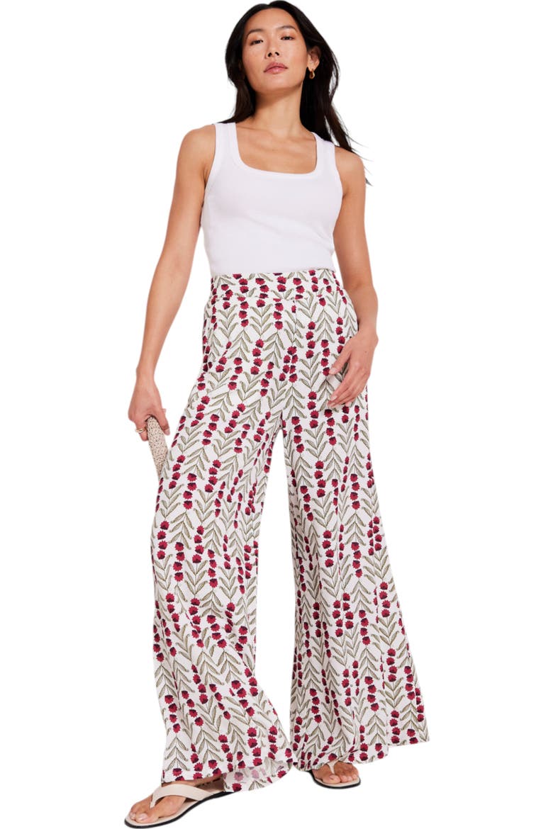 Print Wide Leg Trouser, Alternate, color, Neutral