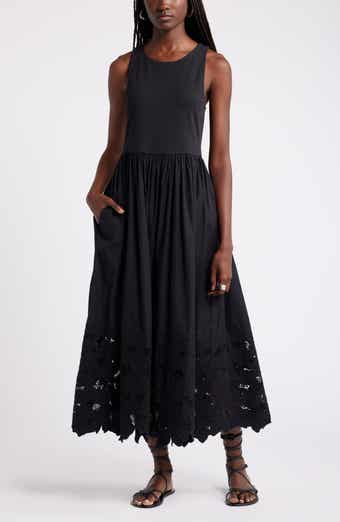 Nordstrom Embroidered Sleeveless Mixed Media Sundress