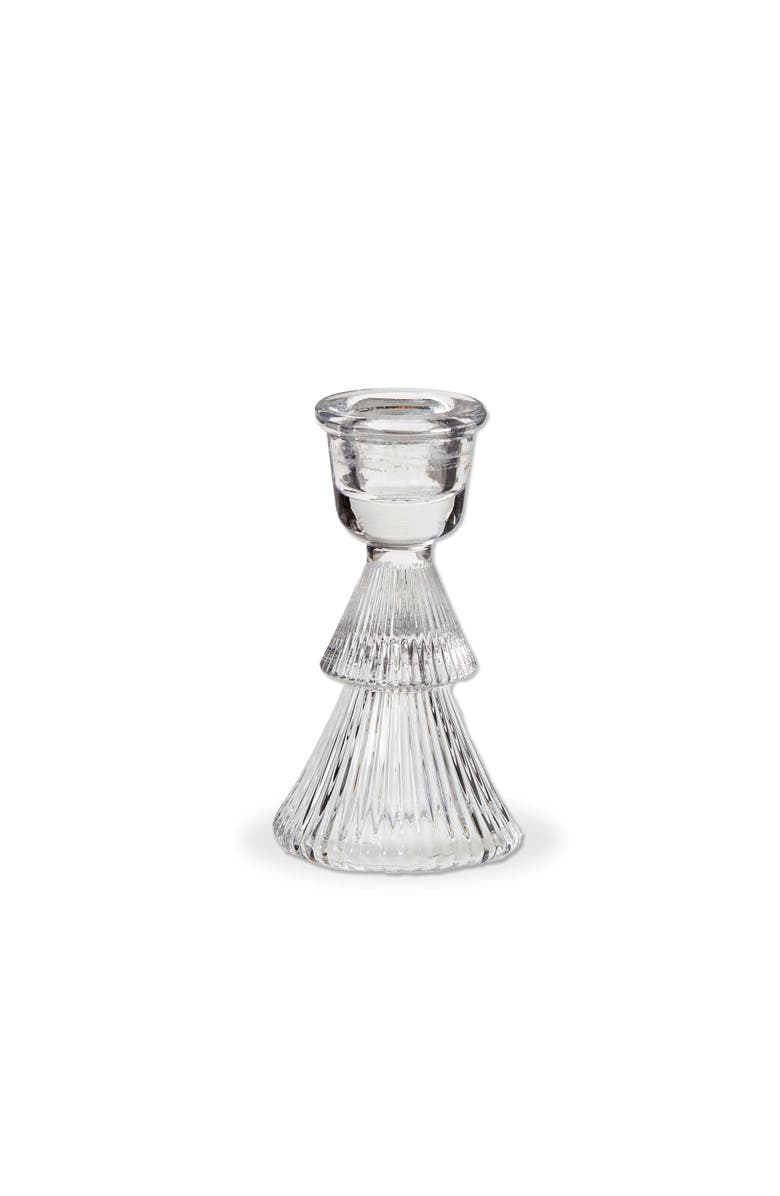 tag Elegant Clear Glass Ribbed Taper Candle Holder for Decor, Main, color, Clear