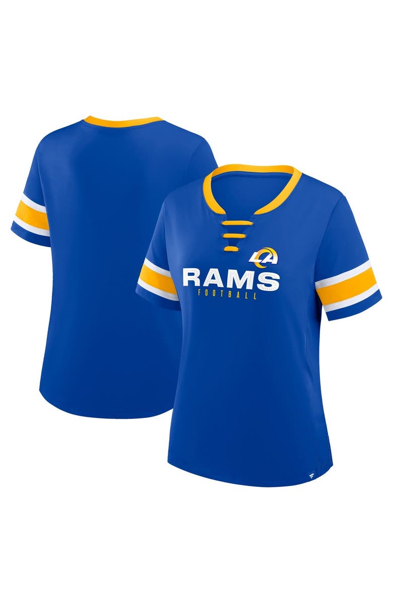 FANATICS Women
s Fanatics Royal Los Angeles Rams Redzone Draw Play Athena Lace-Up T-Shirt, Main, color, Royal